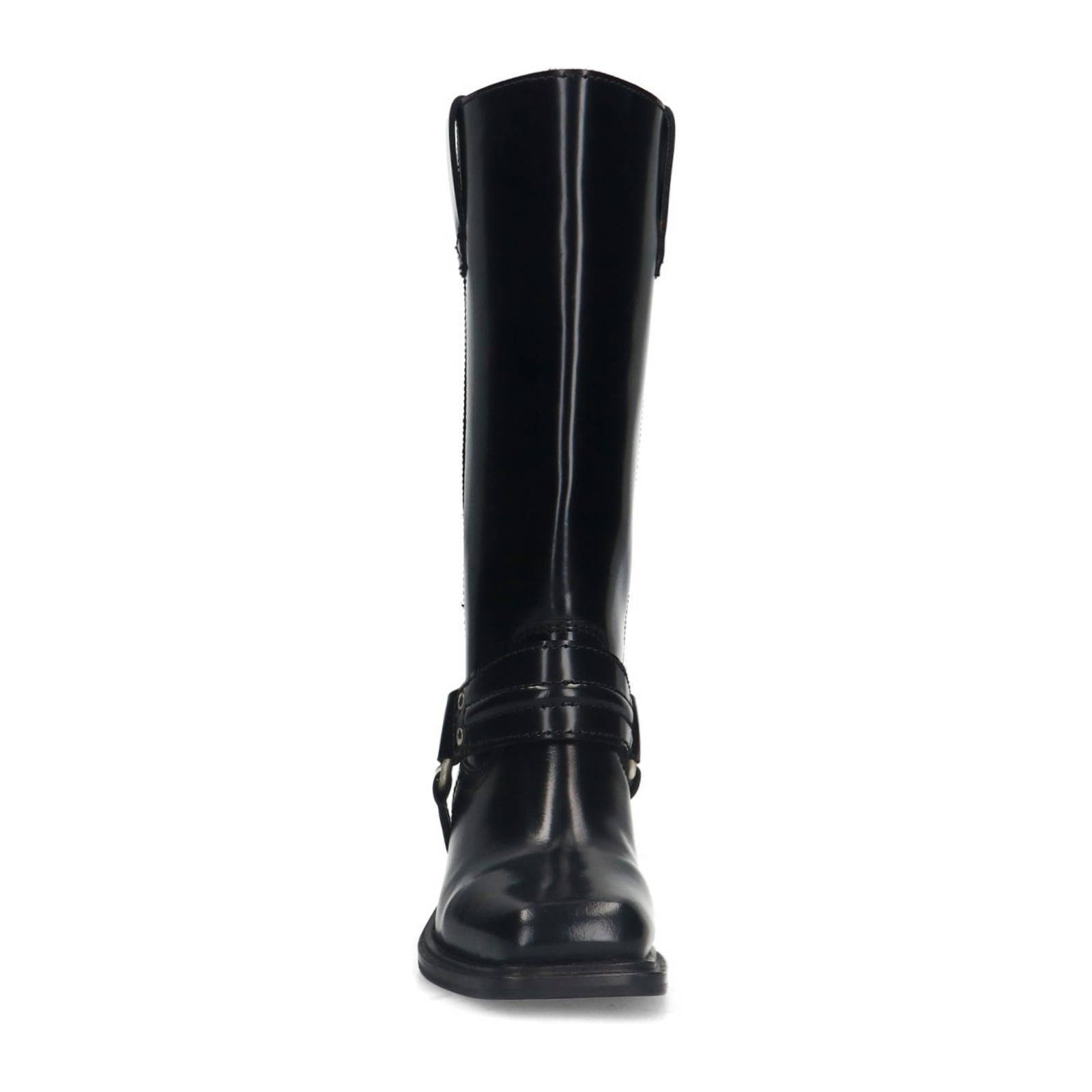 Sacha leren bikerboots zwart