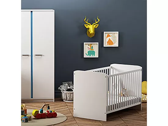 Lit à barreaux 60x120 cm avec sommier Reverso blanc