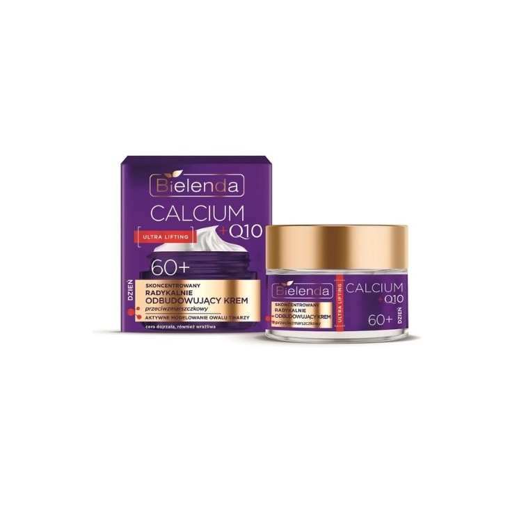 Bielenda CALCIUM + Q10 konzentrierte, radikal aufbauende Anti-Falten-Gesichtscreme 60+ für den Tag 50 ml