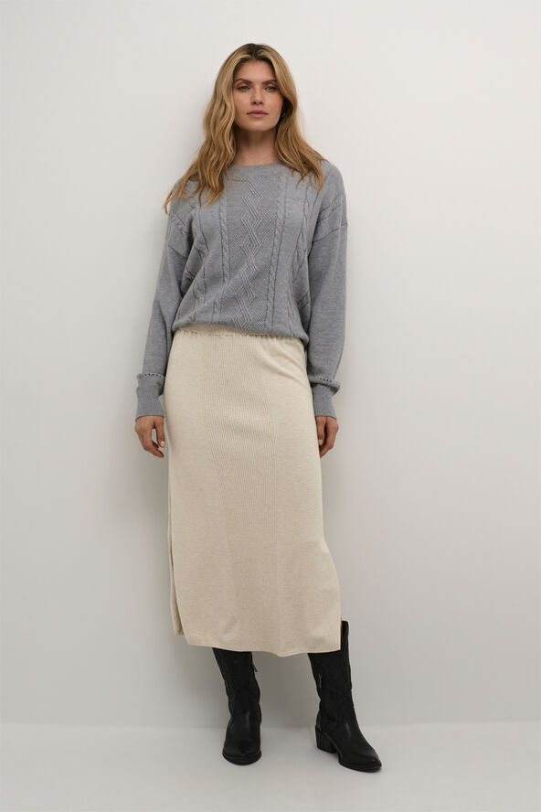 Cream CRDela Knit Skirt Oat melange