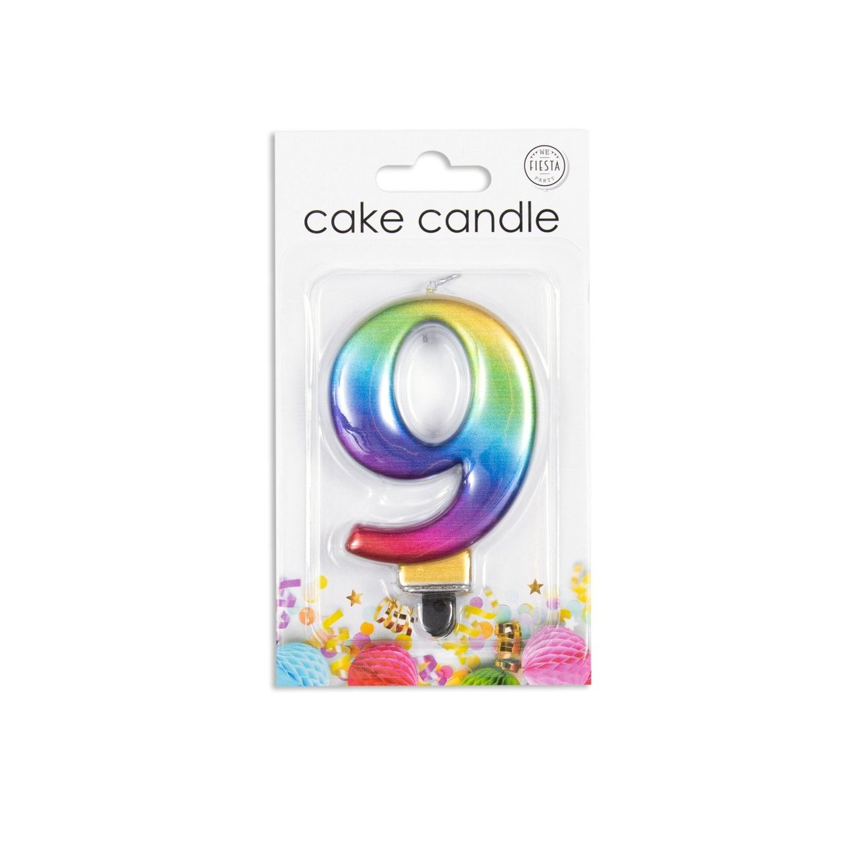 Kaars 9 Jaar Regenboog 7cm