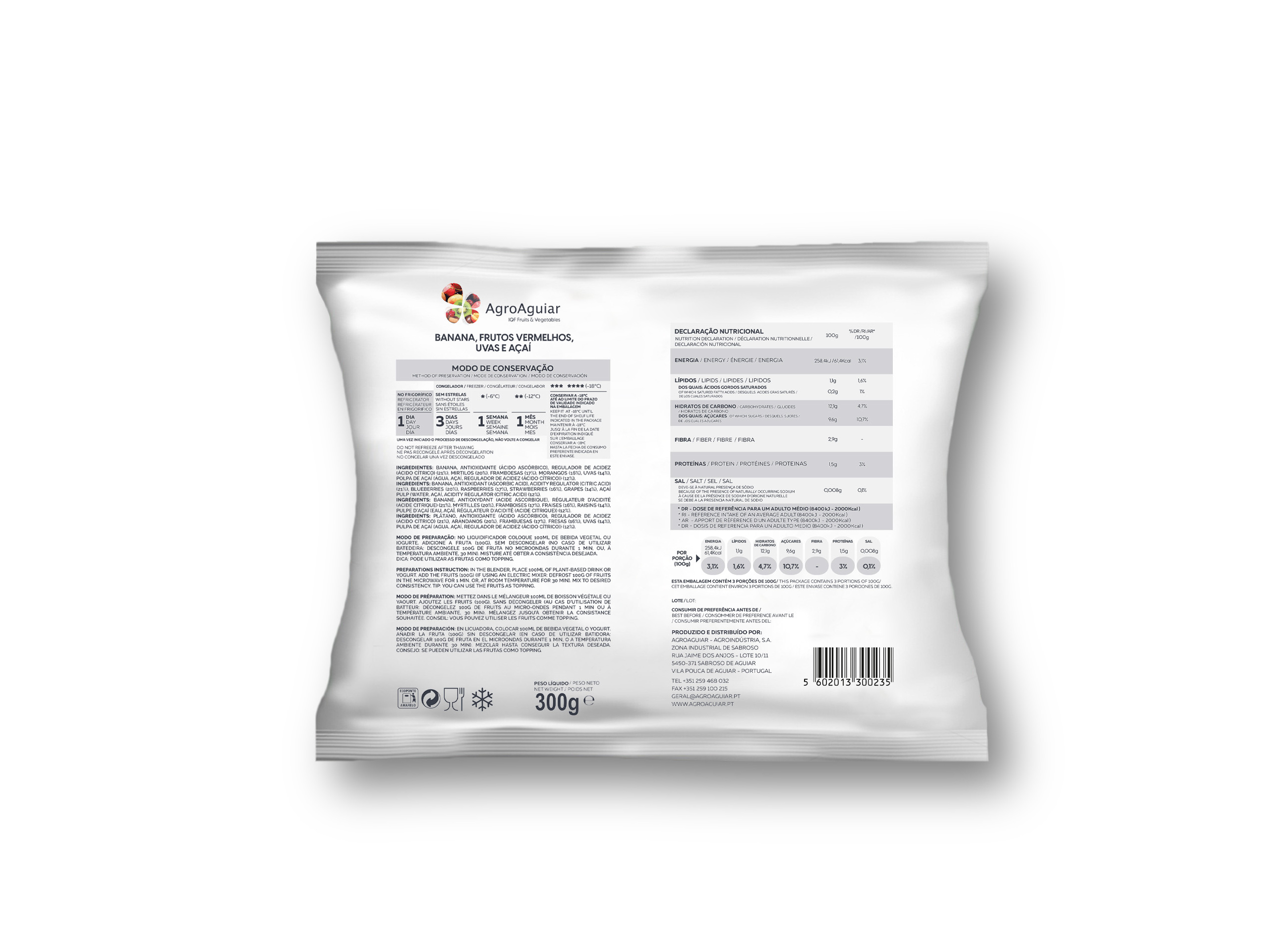 MIX FRUTAS AGROAGUIAR BANANA AÇAÍFRT VERMELHOS 300G
