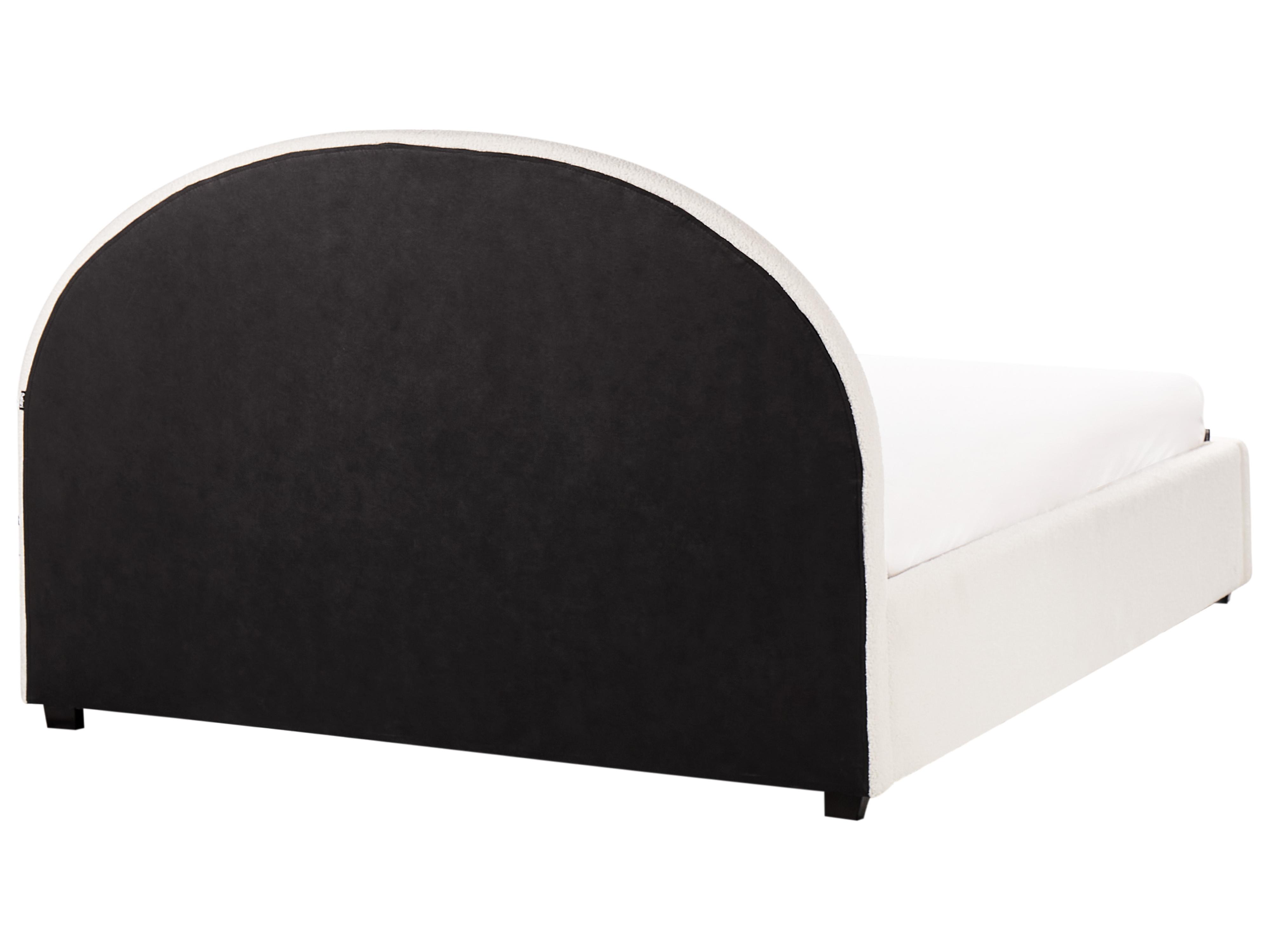 Bed met opbergruimte Bouclé VAUCLUSE 160 x 200 cm Gebroken wit