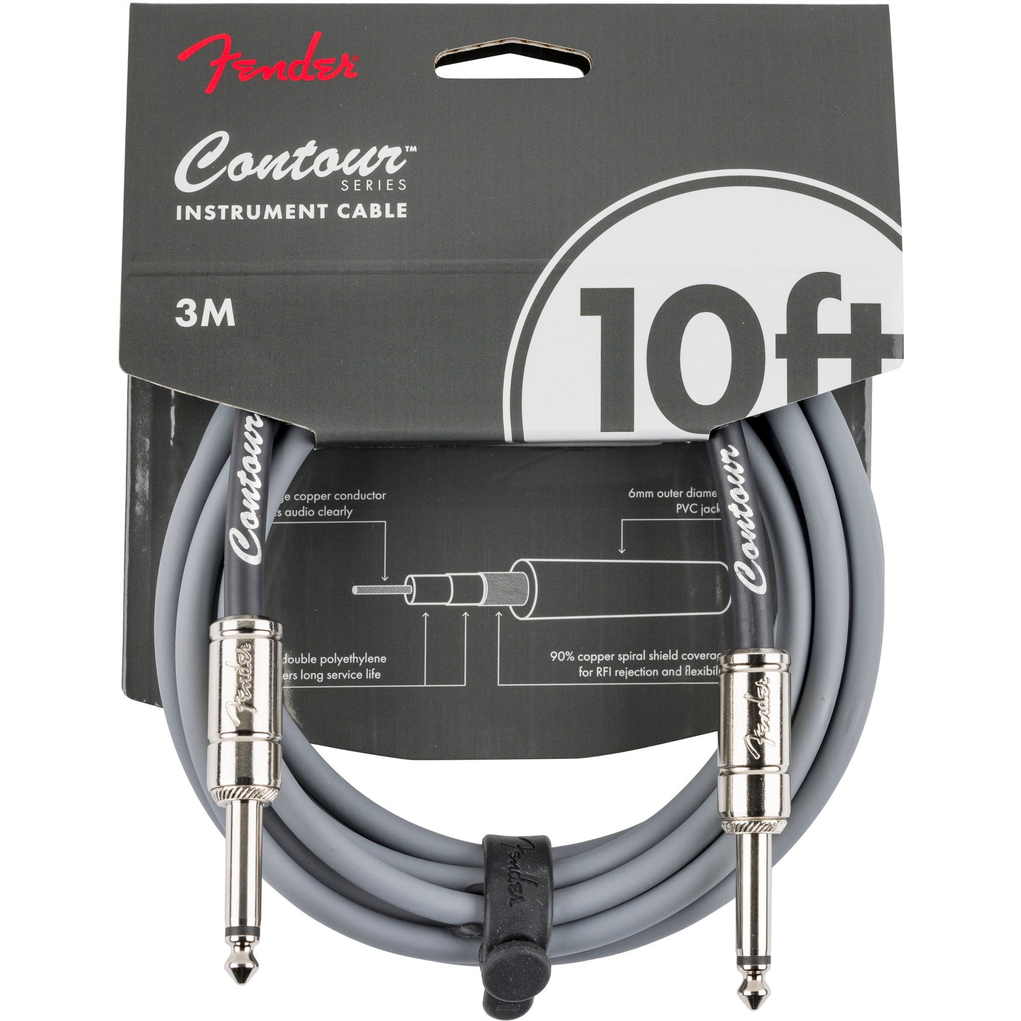 Fender Contour 10 ft Inca Silver instrumentkabel 3 meter