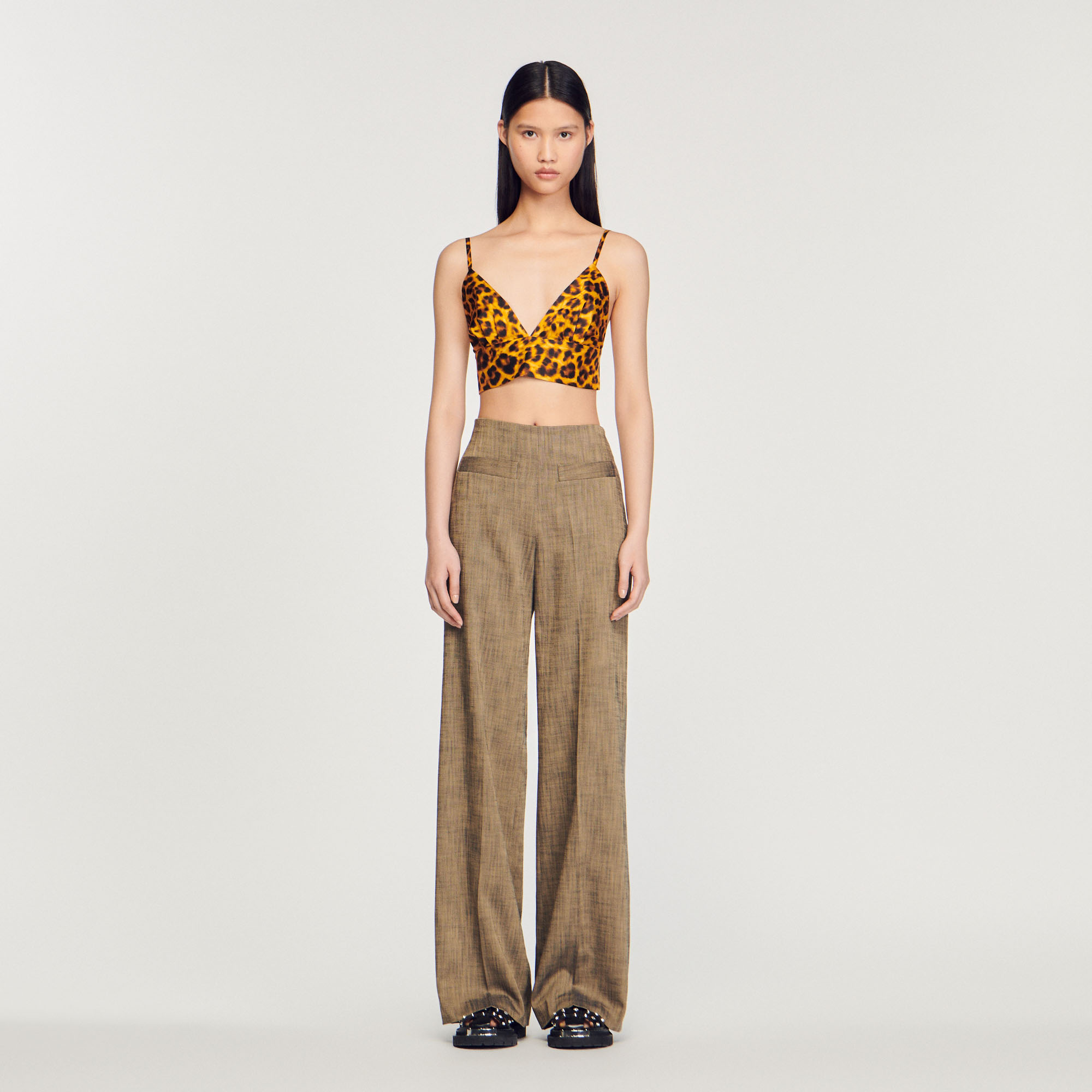 Pantalon large taille haute