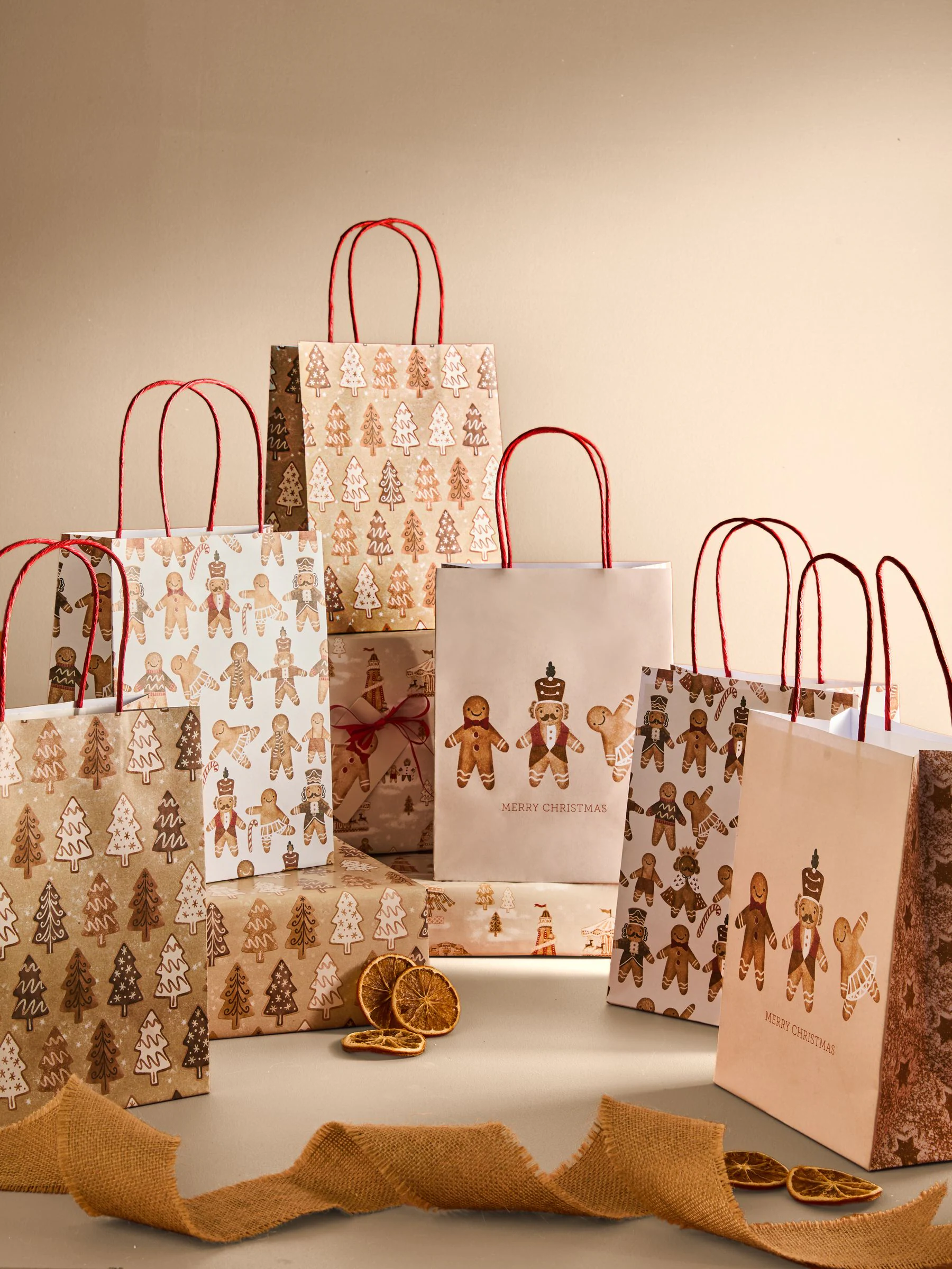 Cadeautassen met kerstmis-print
