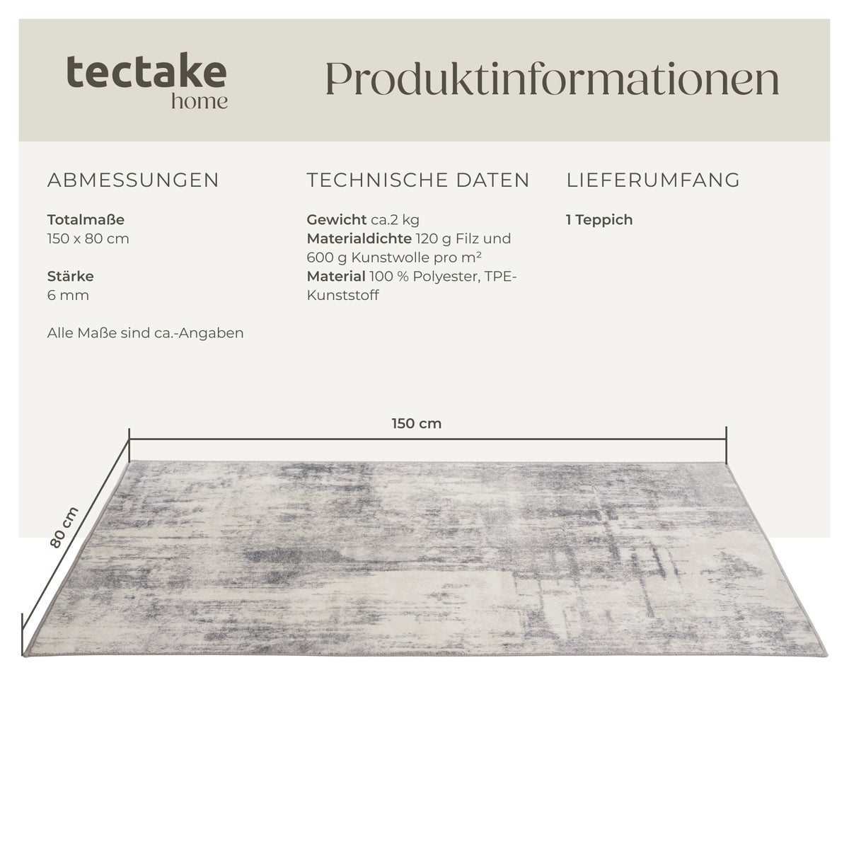 Vintage design tapijt tectake Nadira, diverse maten, antislip achterkant