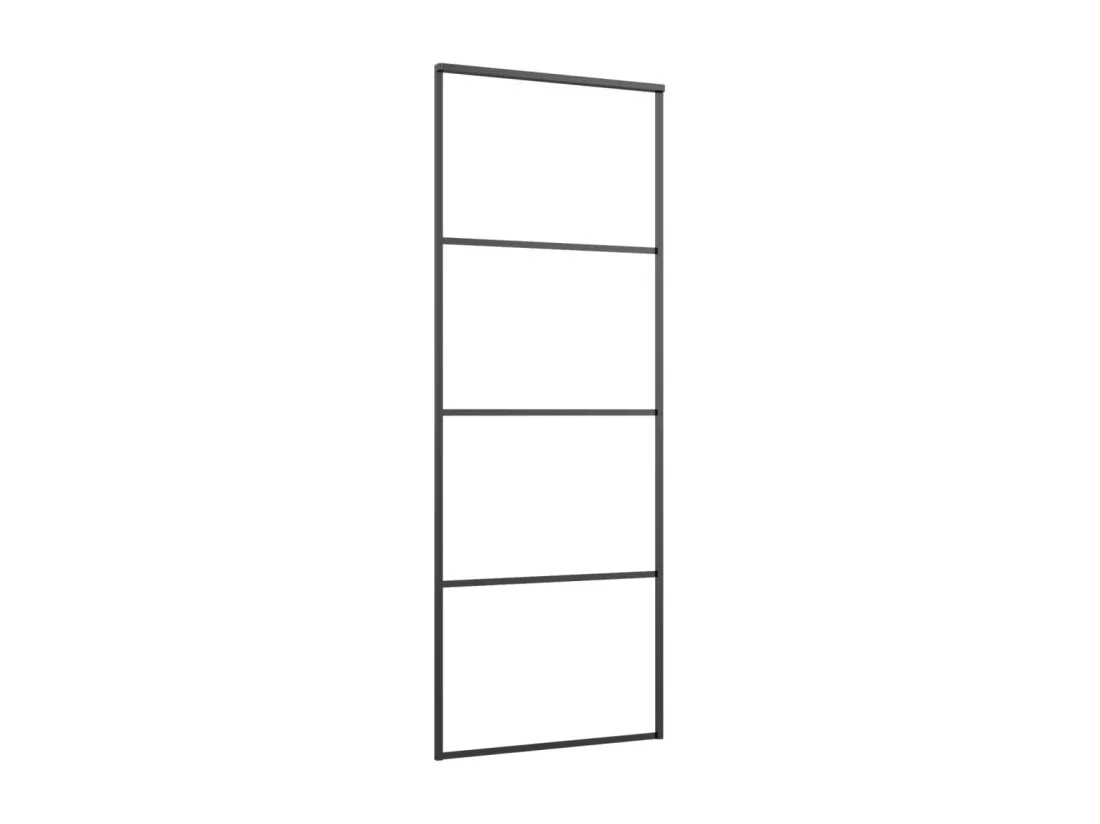Porte coulissante Aluminium et verre ESG 76x205 cm Noir