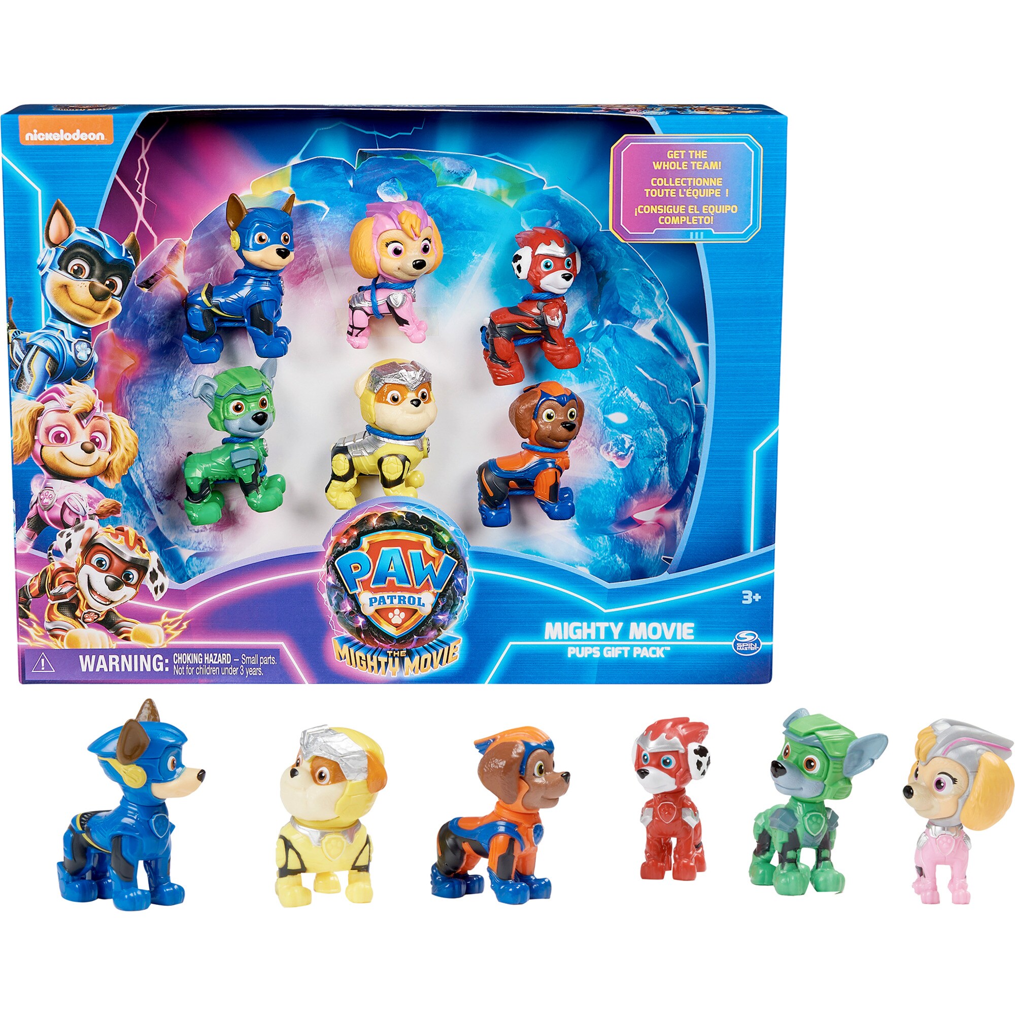 Spin Master Spielfigur Paw Patrol: Der Mighty Kinofilm, Geschenkset mit 6 Superhelden-Spielfiguren