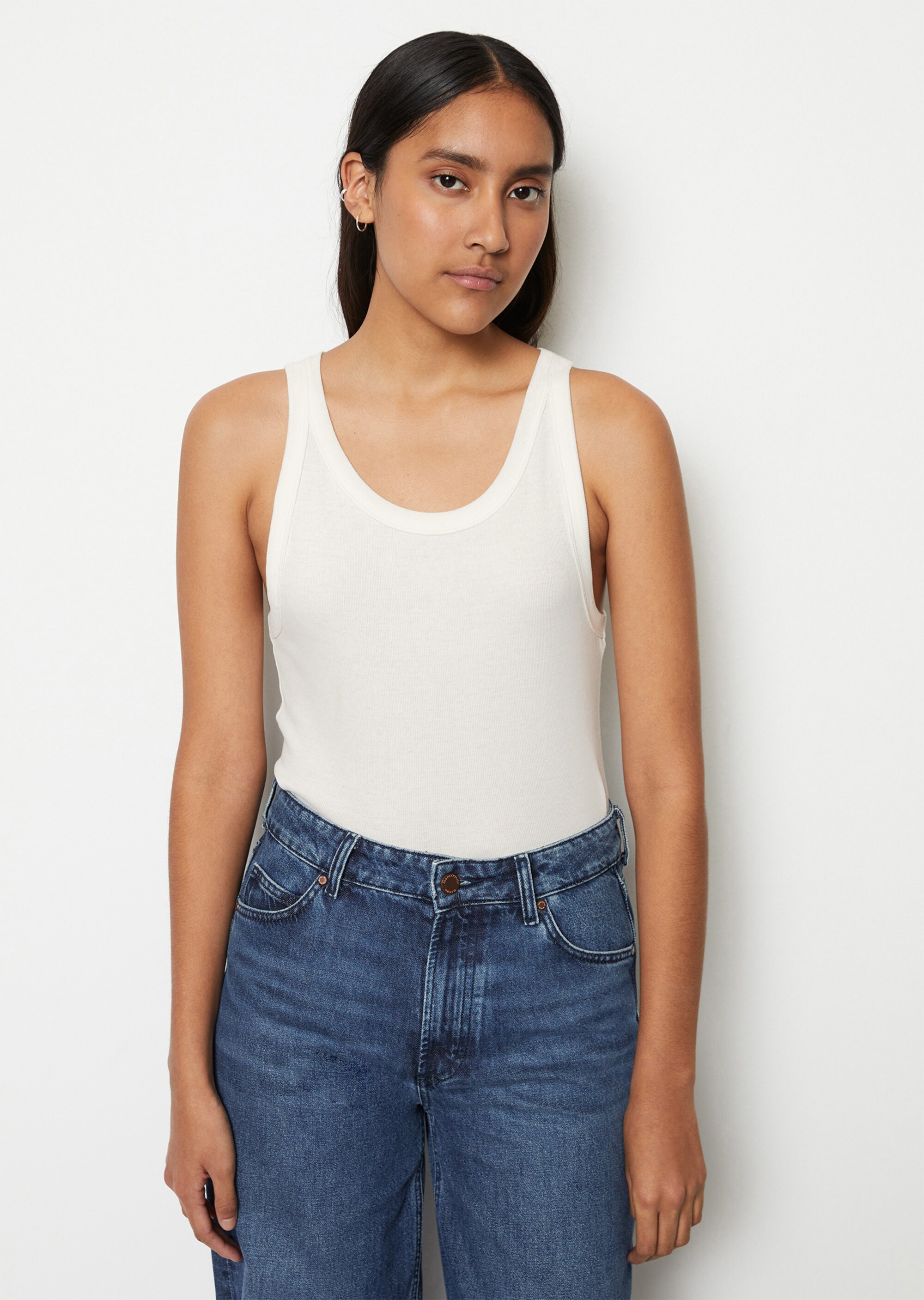Tanktop slim aus geripptem Bio-Baumwolle-Stretch