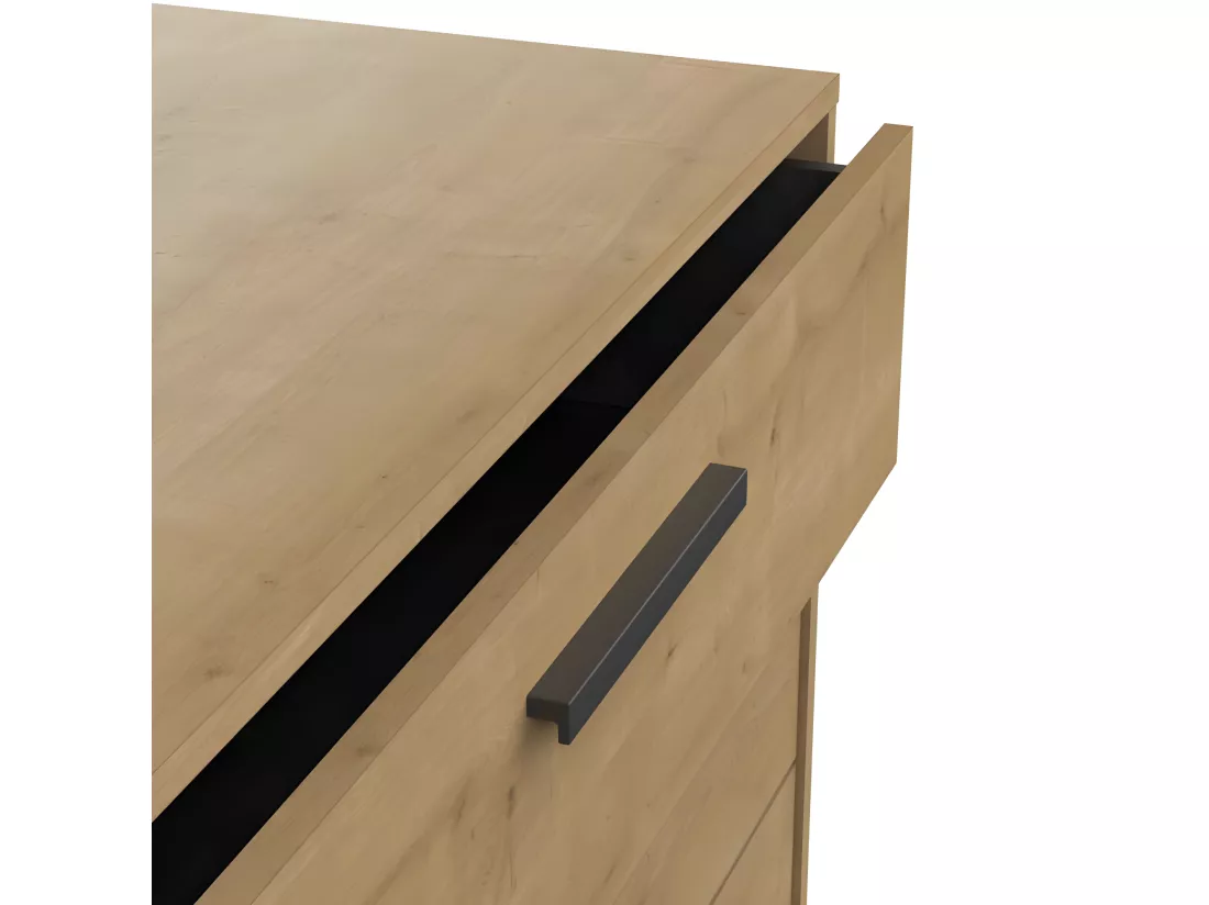 Commode 3 tiroirs Chêne/Noir - DORON - L 90.5 x l 39.5 x H 74.5 cm
