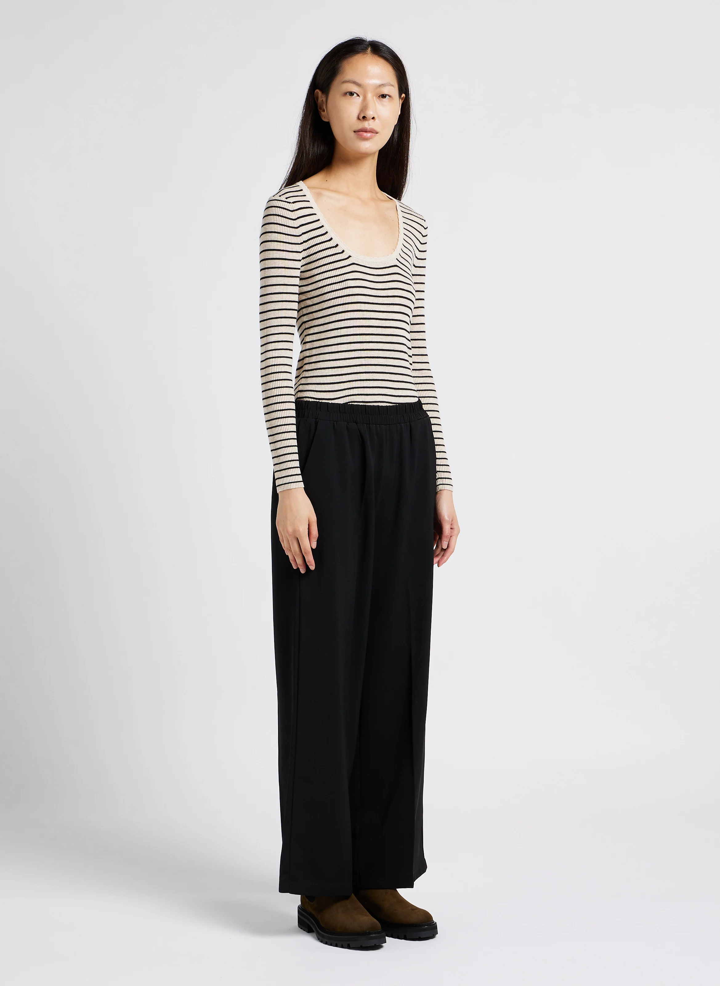 LABOETIE - Pull ajusté col carré côtelé| Multicolore