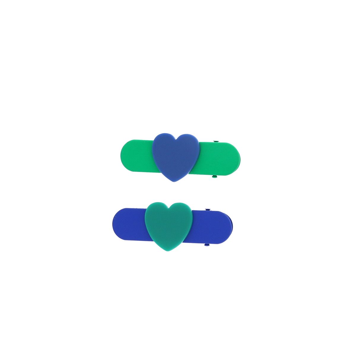 Lot de 2 barrettes cœur bleu vert  Roodoudou