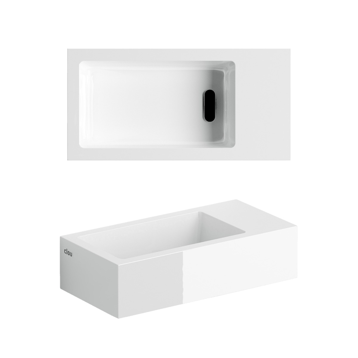 Clou Flush 3 fontein mineraalmarmer 36cm rechts wit glans