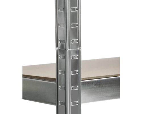 Robuuste boutloze stellingkast Schulte, gegalvaniseerd, 180x90x45 cm, 5 MDF-planken, draagvermogen 1400 kg