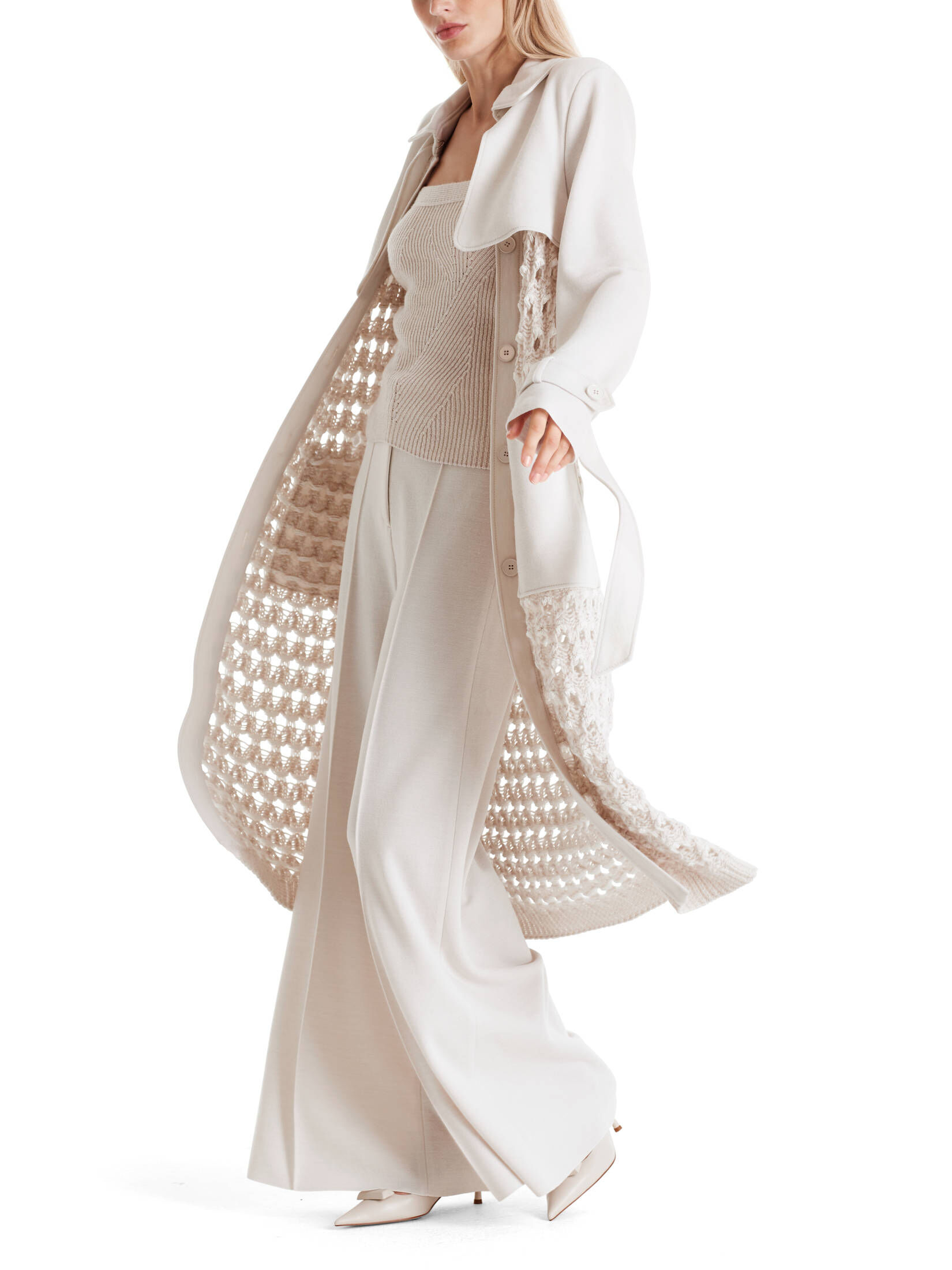 Marc Cain| Damen Strickmantel mit Wolle, Kaschmir und Seide