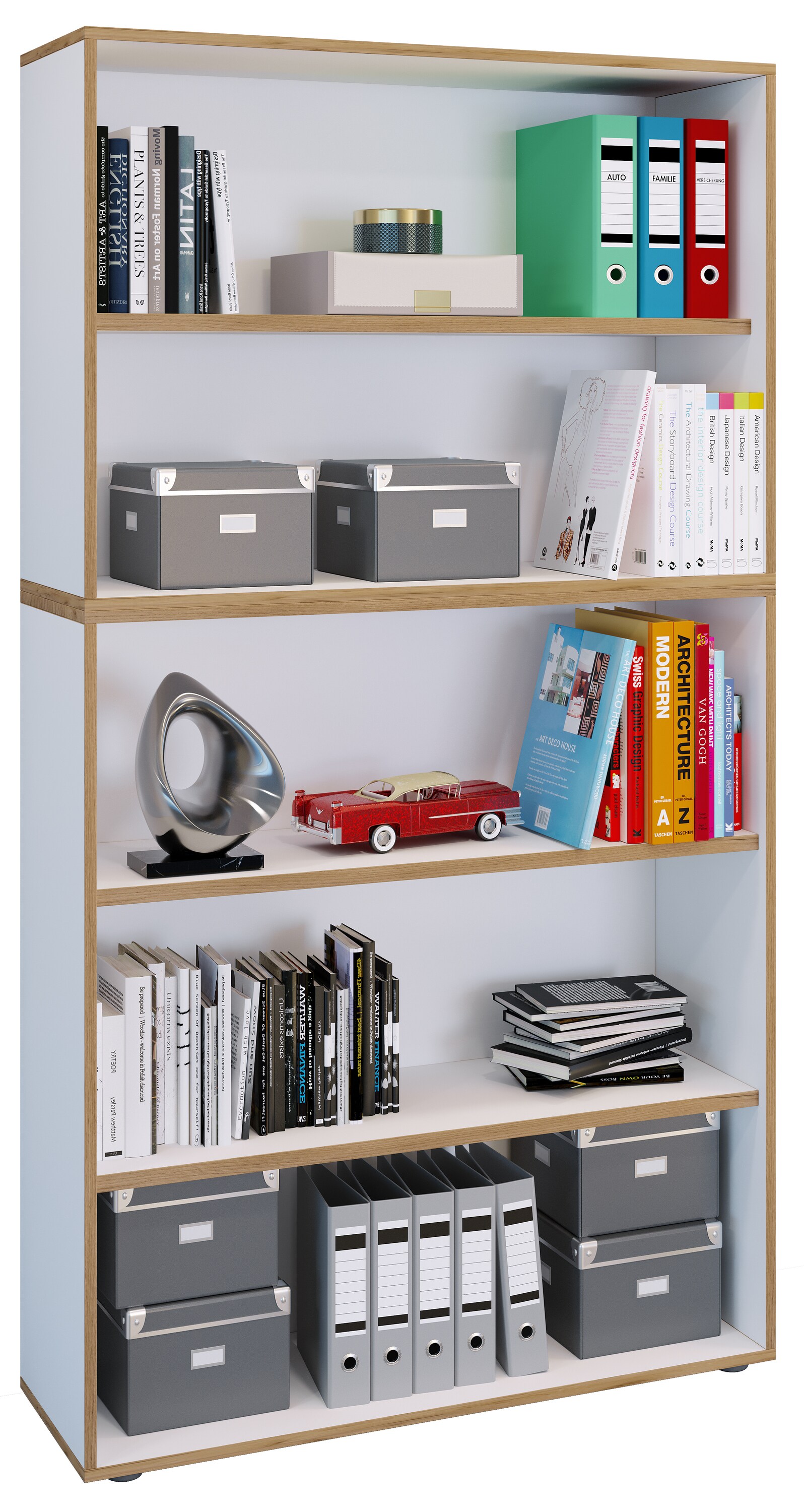 VCM Holz Büro Stand Regal Bücher Ordner Aktenregal Ordnerregal Bücherregal Salia 5-fach Breite 100 cm