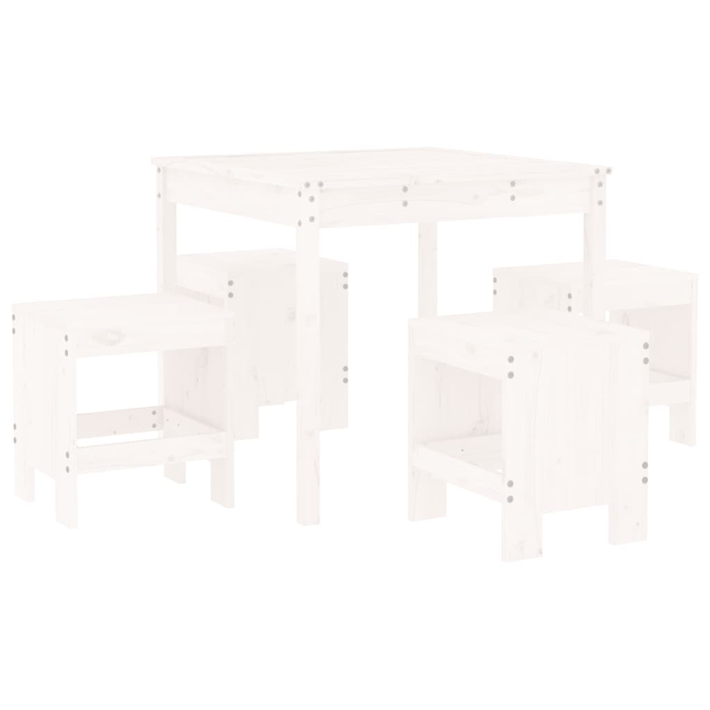 Ensemble à dîner de jardin 5 pcs blanc bois massif de pin
