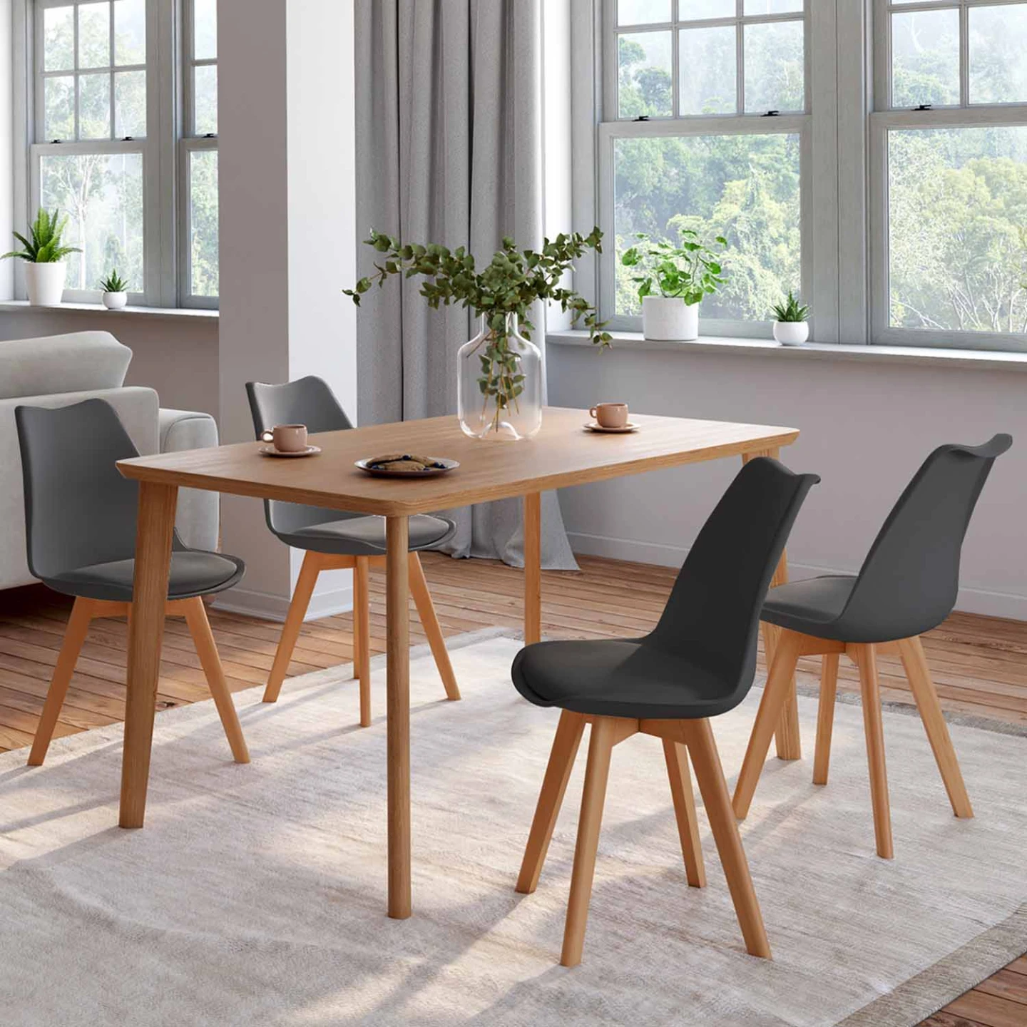 Lot de 4 chaises scandinaves SARA gris foncé pour salle à manger