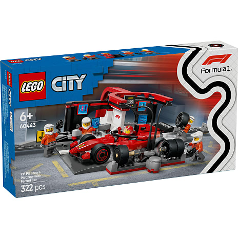 LEGO City F1 pitstop og pitcrew med Ferrari-bil 60443