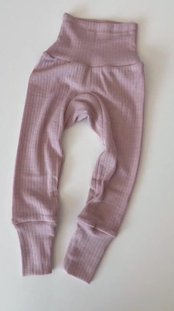 Bukse Rib m/ høyt liv – 45% Bomull, 35% Merino, 20% Silke – Ubehandlet Ull