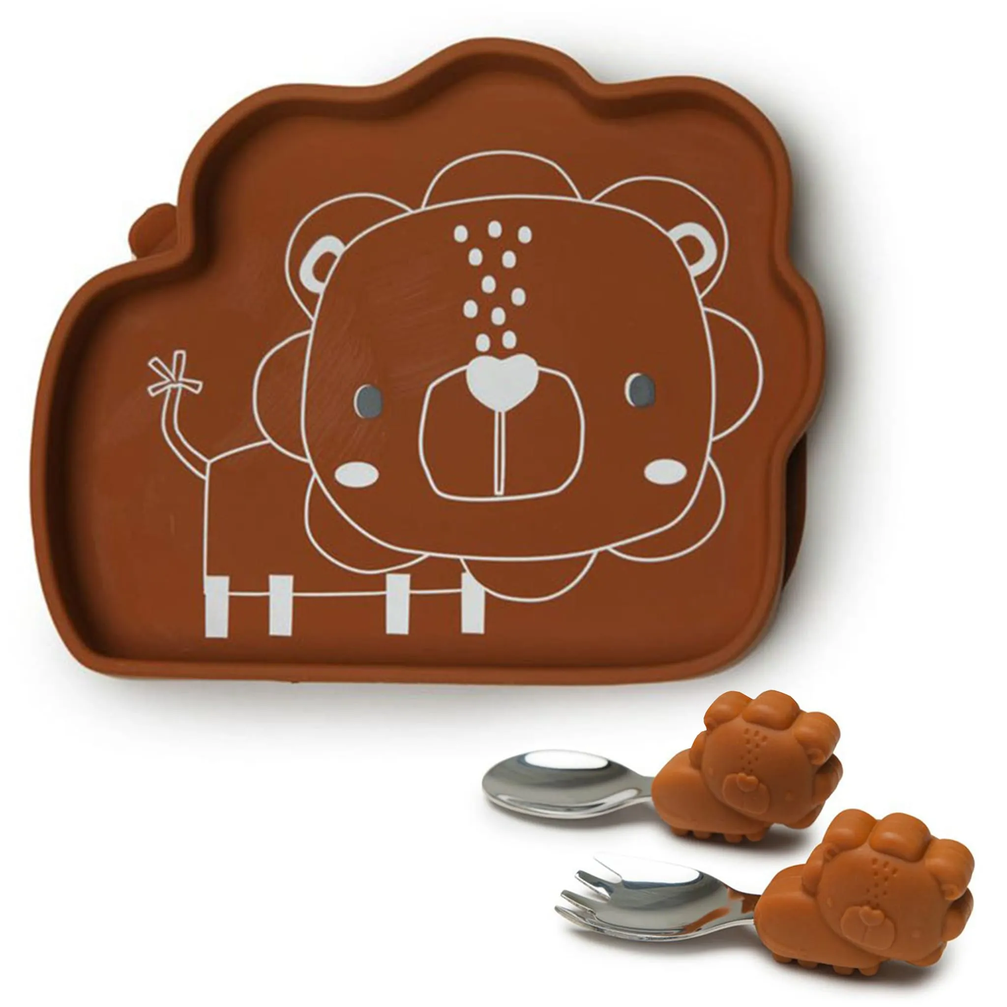 Loulou Lollipop Ensemble de vaisselle en silicone - lion