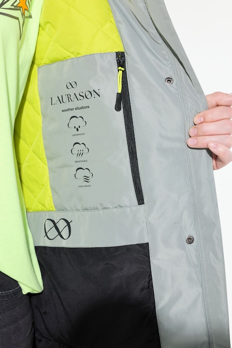 Lange Funktionsjacke, Kapuze, 2-Wege-Zipper