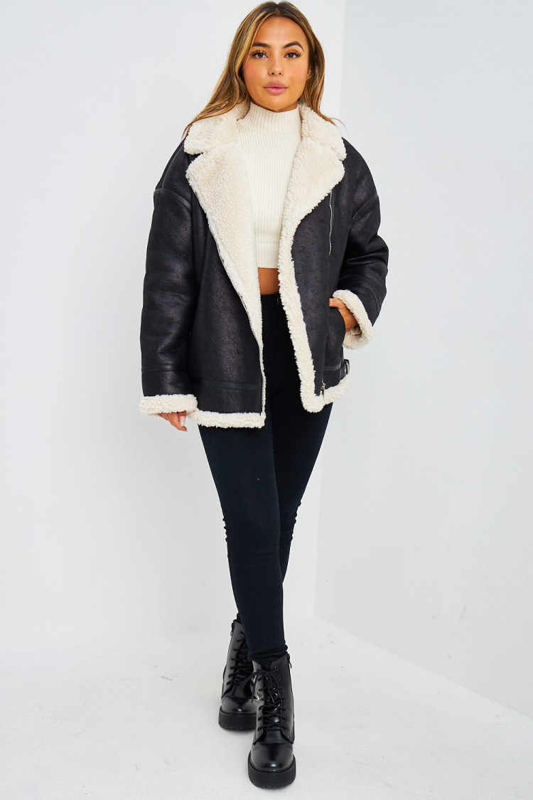 Bomber aviateur noir / beige