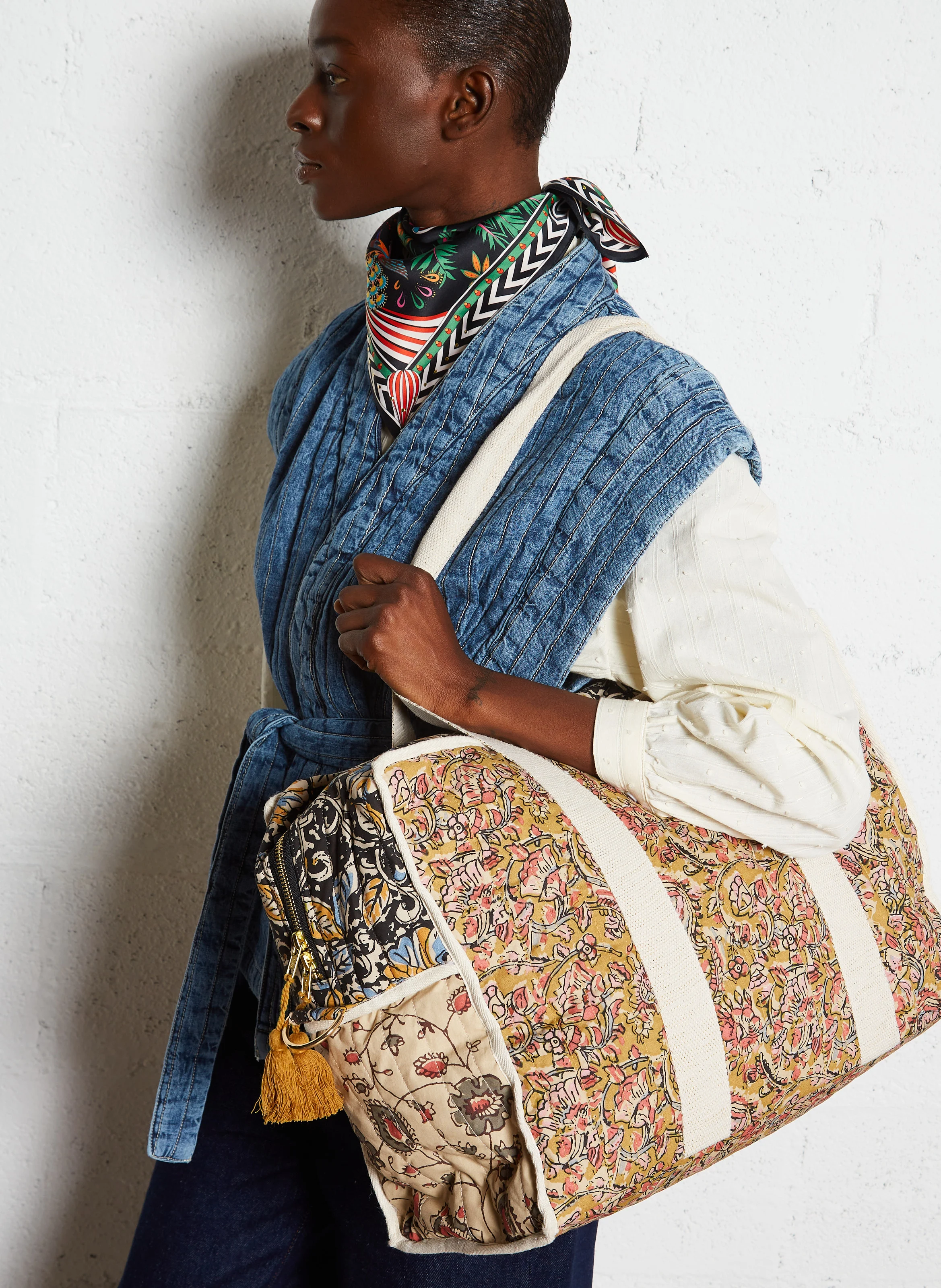 LILIO - Sac matelassé à imprimé fleuri en coton bio | Multicolore
