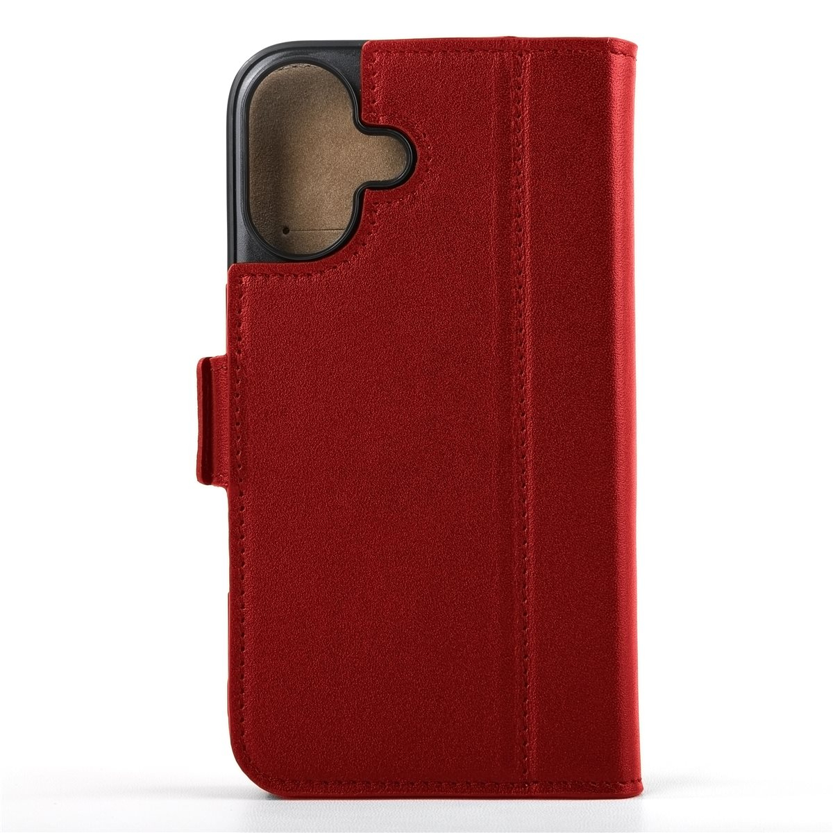 iPhone 16 Echtleder Tasche Flip Cover Hand Made (FABIOIP16-04) - Cherry Tomato