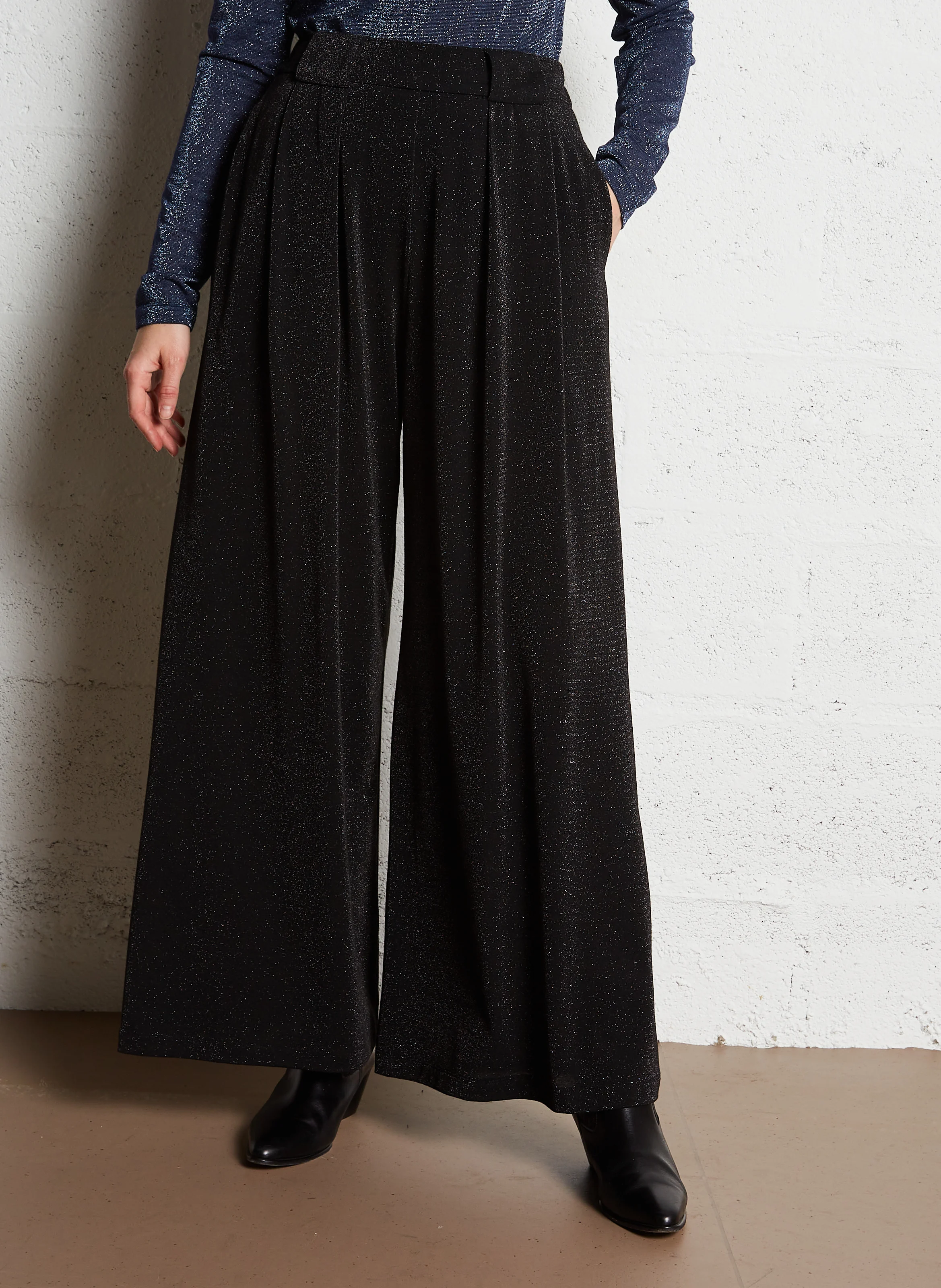ASPEN - Pantalon large pailleté| Gris