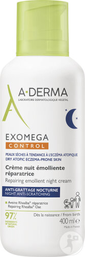 A-Derma Exomega Control Nuit Crème Émoliente Réparatrice Anti-Grattage Peau Sèche/Eczéma 400ml