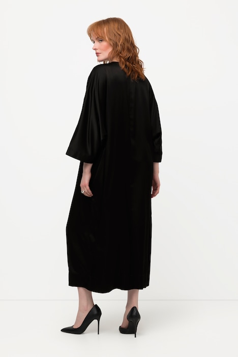 Midikleid, Satin, V-Ausschnitt, Halbarm, Taschen