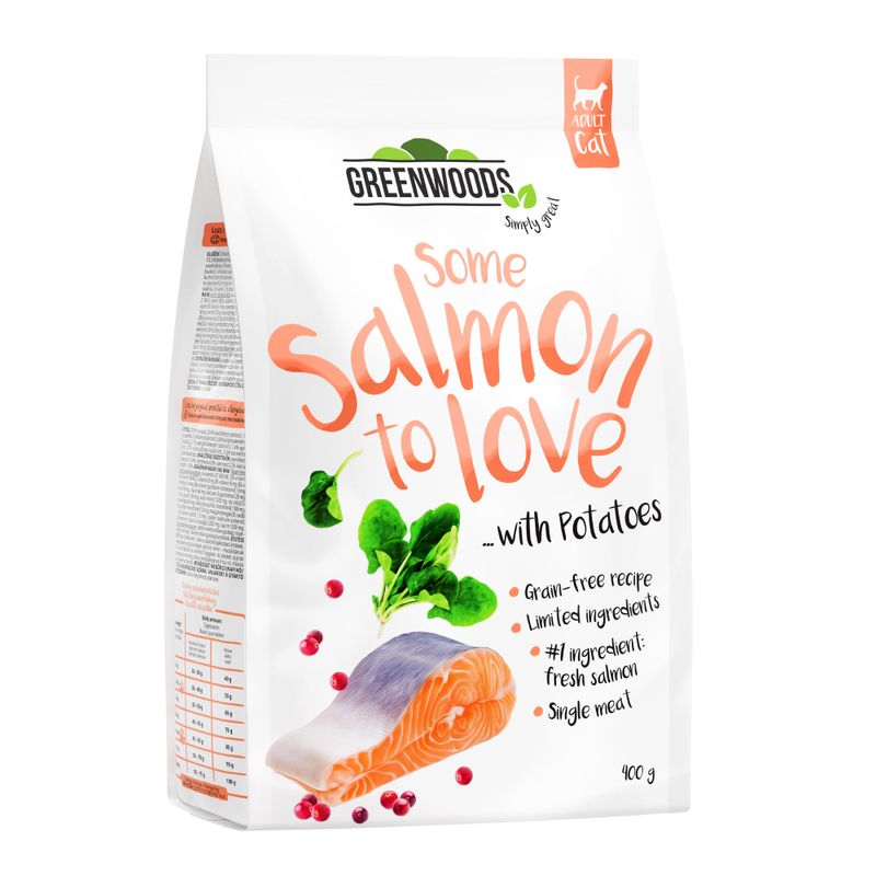Greenwoods saumon, pommes de terre, épinards, canneberges pour chat