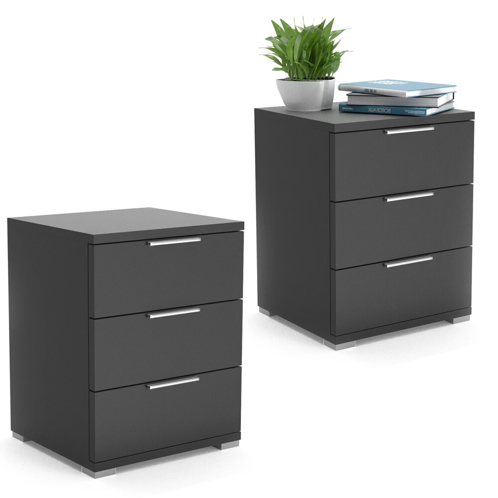 VICCO 2x Nachtschrank Kommode Nachttisch Schublade AblageSchlafzimmer Schwarz