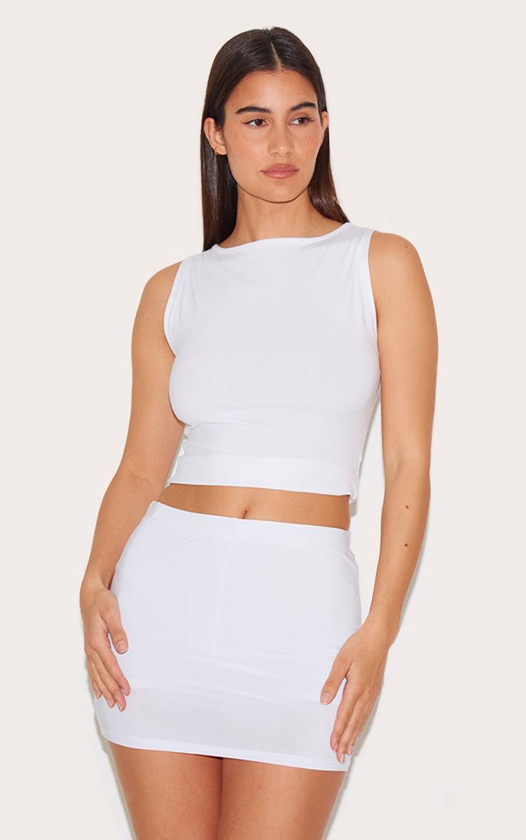 Blanc Jupe-short Mini Taille Basse Slinky Basique