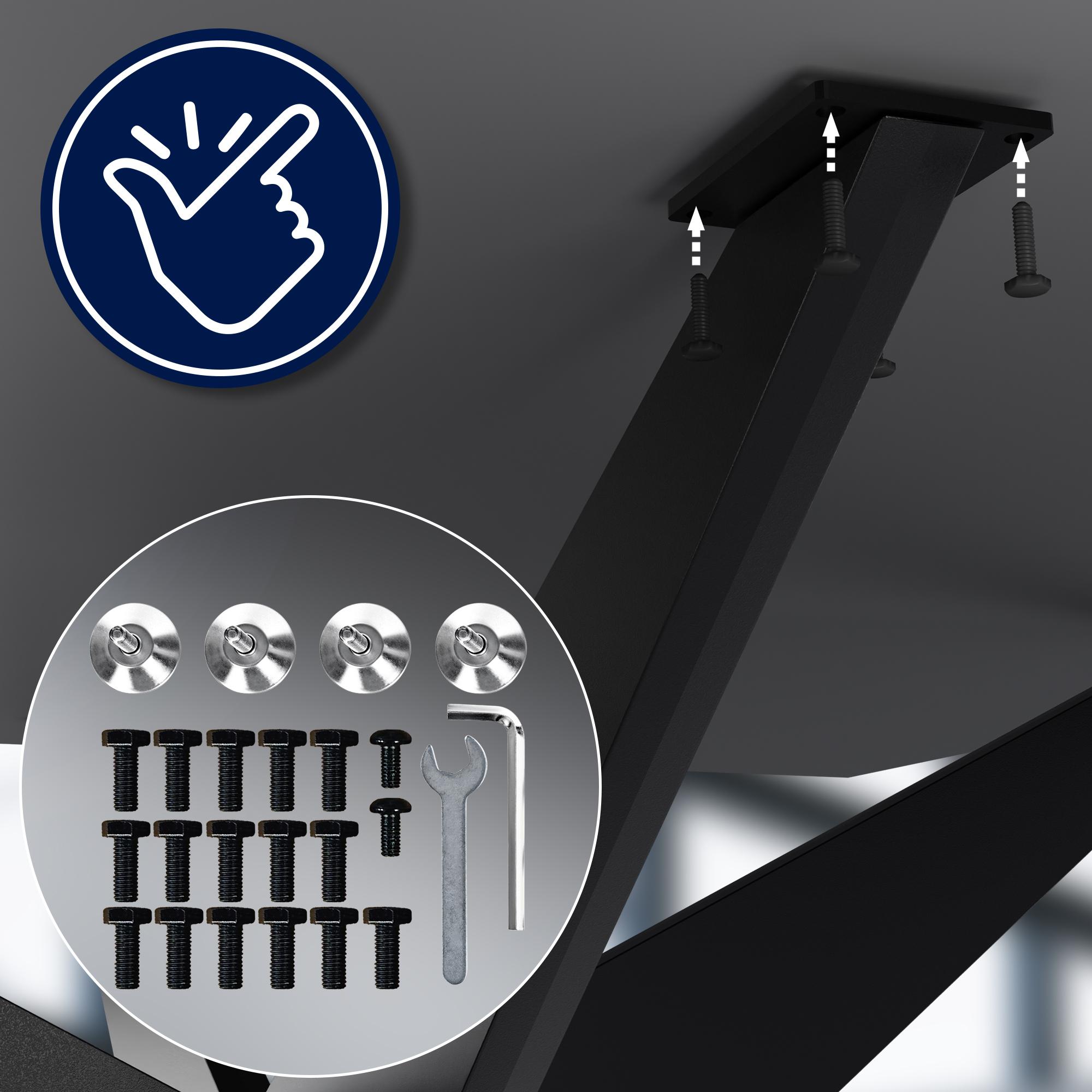 CLP Tischbeine Delmont I Tischgestell für DIY-Projekte I Stabiles Kreuzgestell aus Metall I Für Esstisch oder Wohnzimmertisch