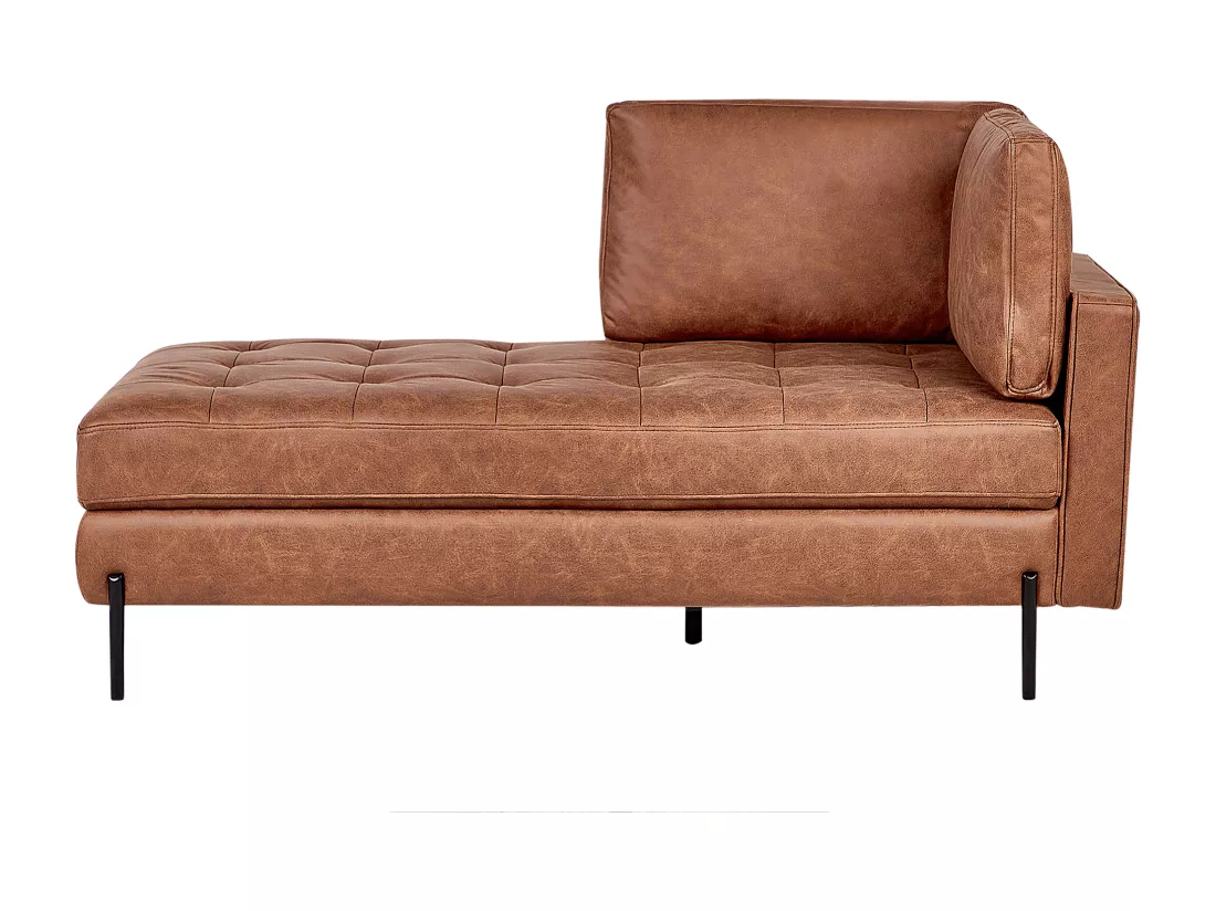 Chaise longue côté droit en cuir PU marron doré REBAIS