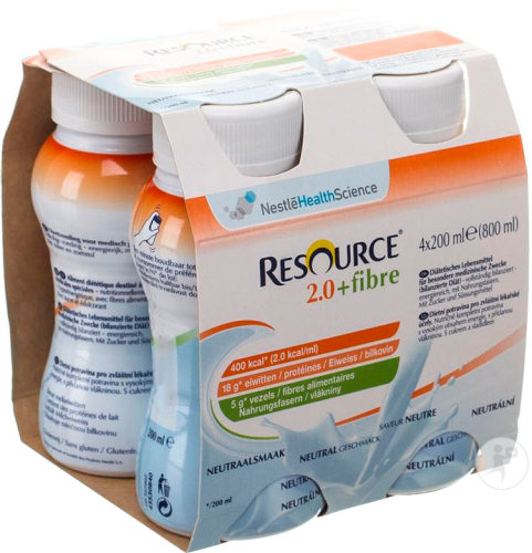Nestlé Resource 2.0 + Fibre Neutre Bouteilles 4x200ml (12100792)