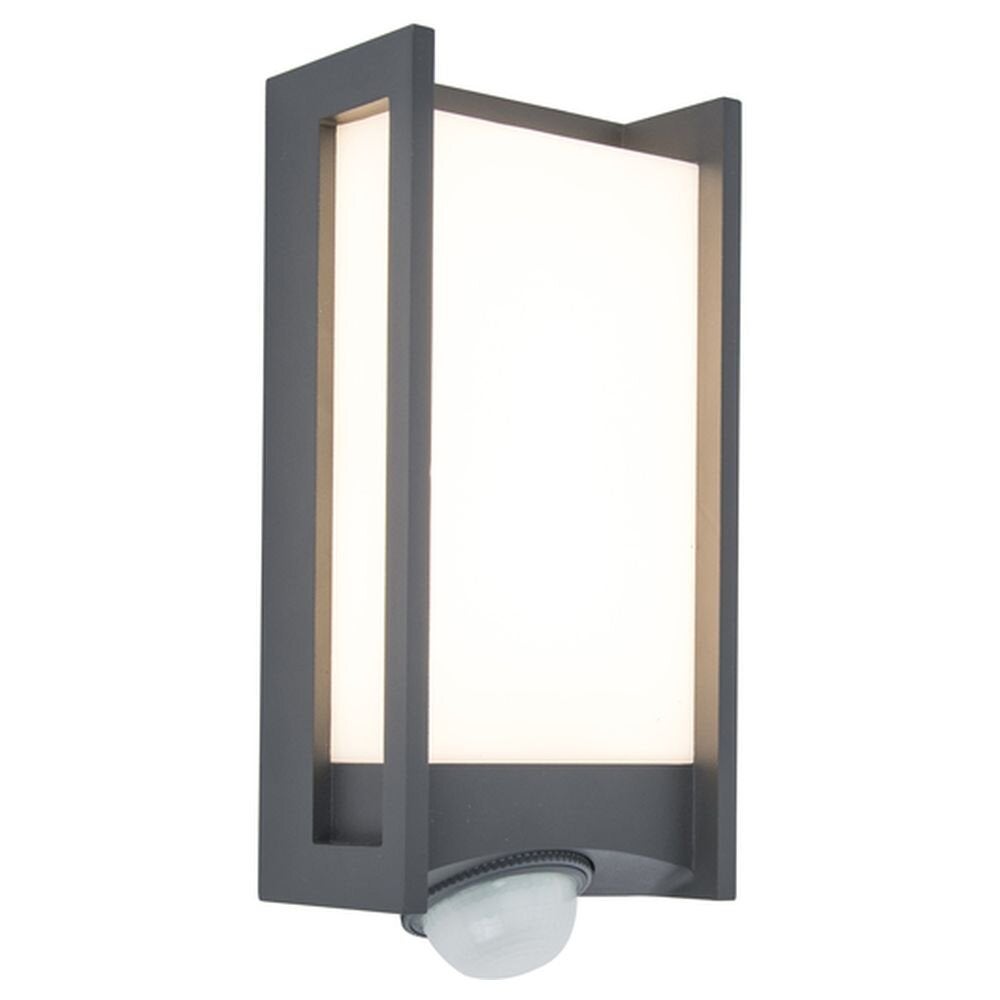 Qubo LED buitenwandlamp van spuitgietaluminium in antraciet met bewegingsmelder