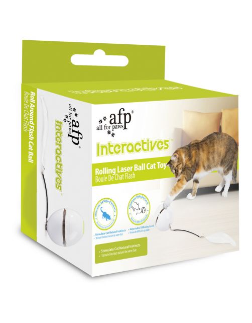 All For Paws Rolling Laser Ball Cat Toy - Kattenspeelgoed - 6.5x6.5x6.5 cm Wit