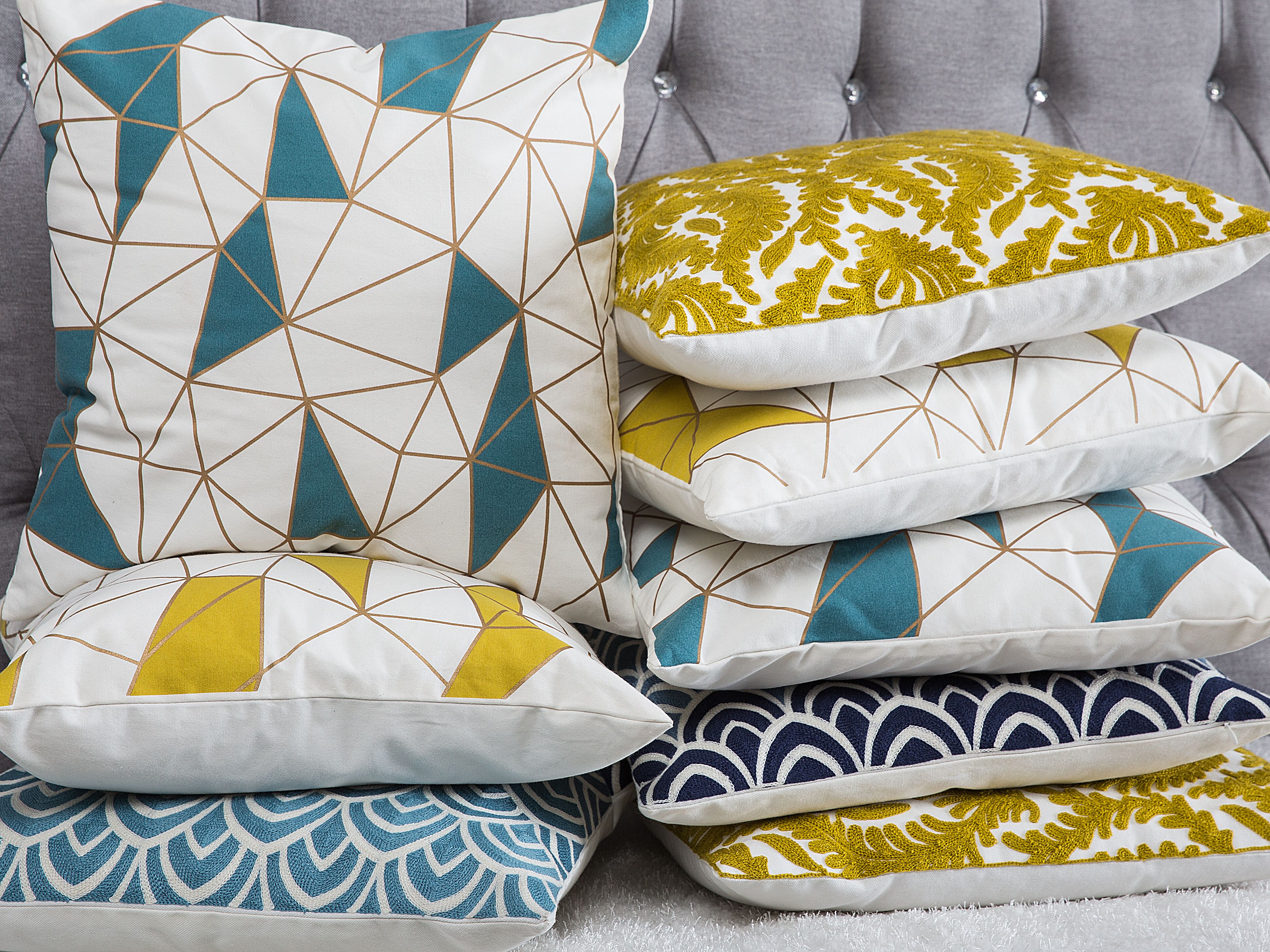 Set van 2 sierkussens PRIMULA Katoen 45 x 45 cm Mosterdgeel ikat