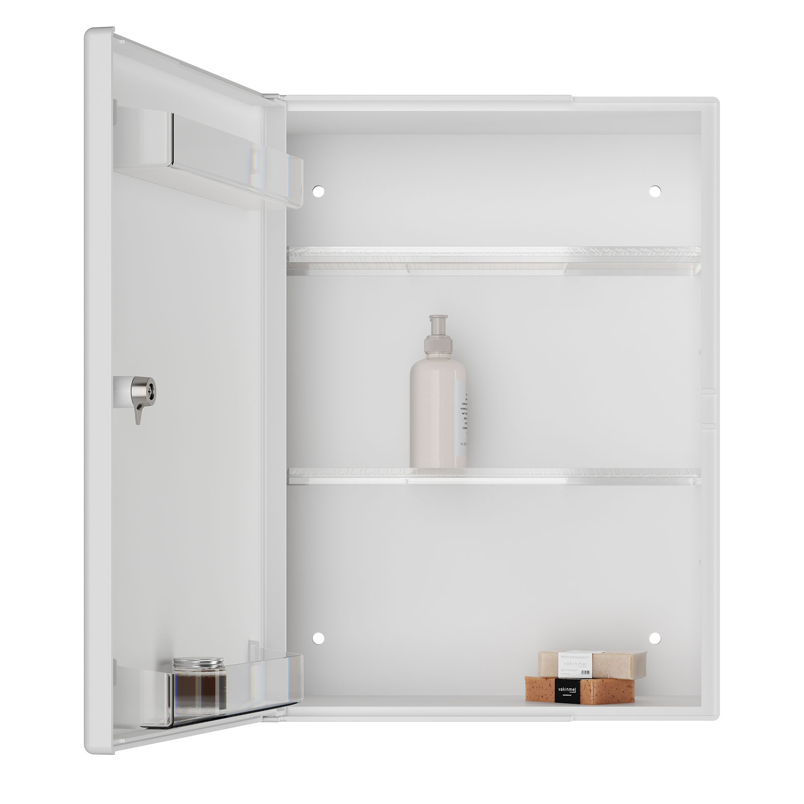 Medizinschrank - weiß - mit Schloss - 32 cm breit