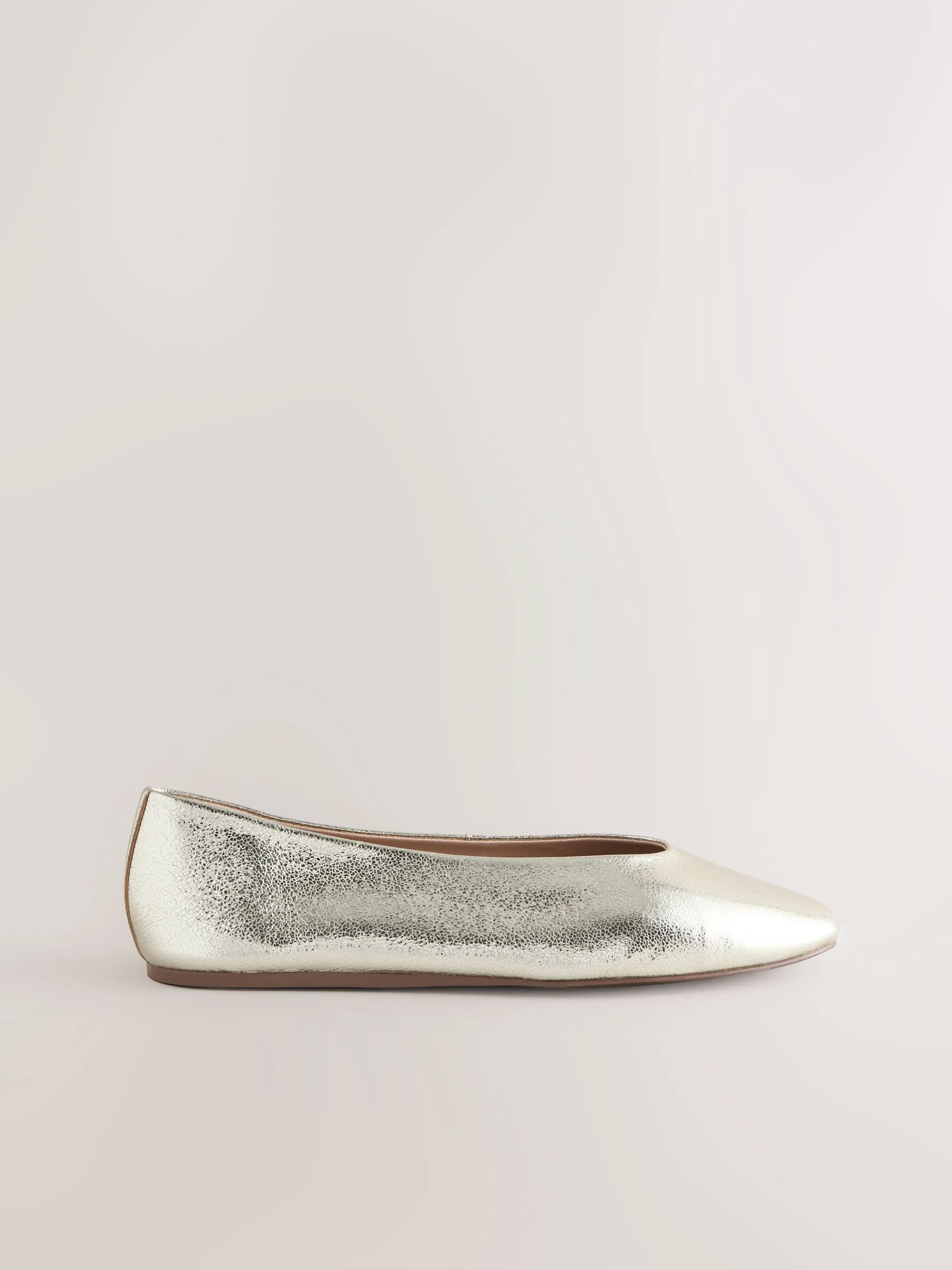 Goud - Leren ballerina met ronde neus