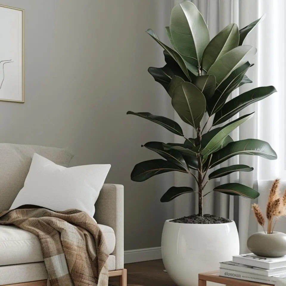 Rubberplant - Ficus Elastica 'Robusta' - Hoogte 75-100cm - ⌀24cm