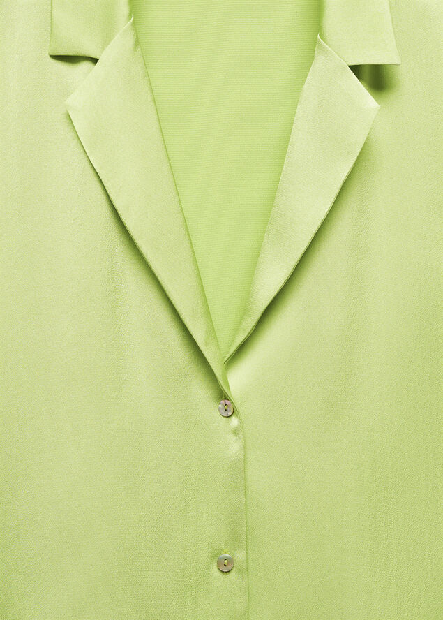 MANGO Short-sleeved satin shirt Green