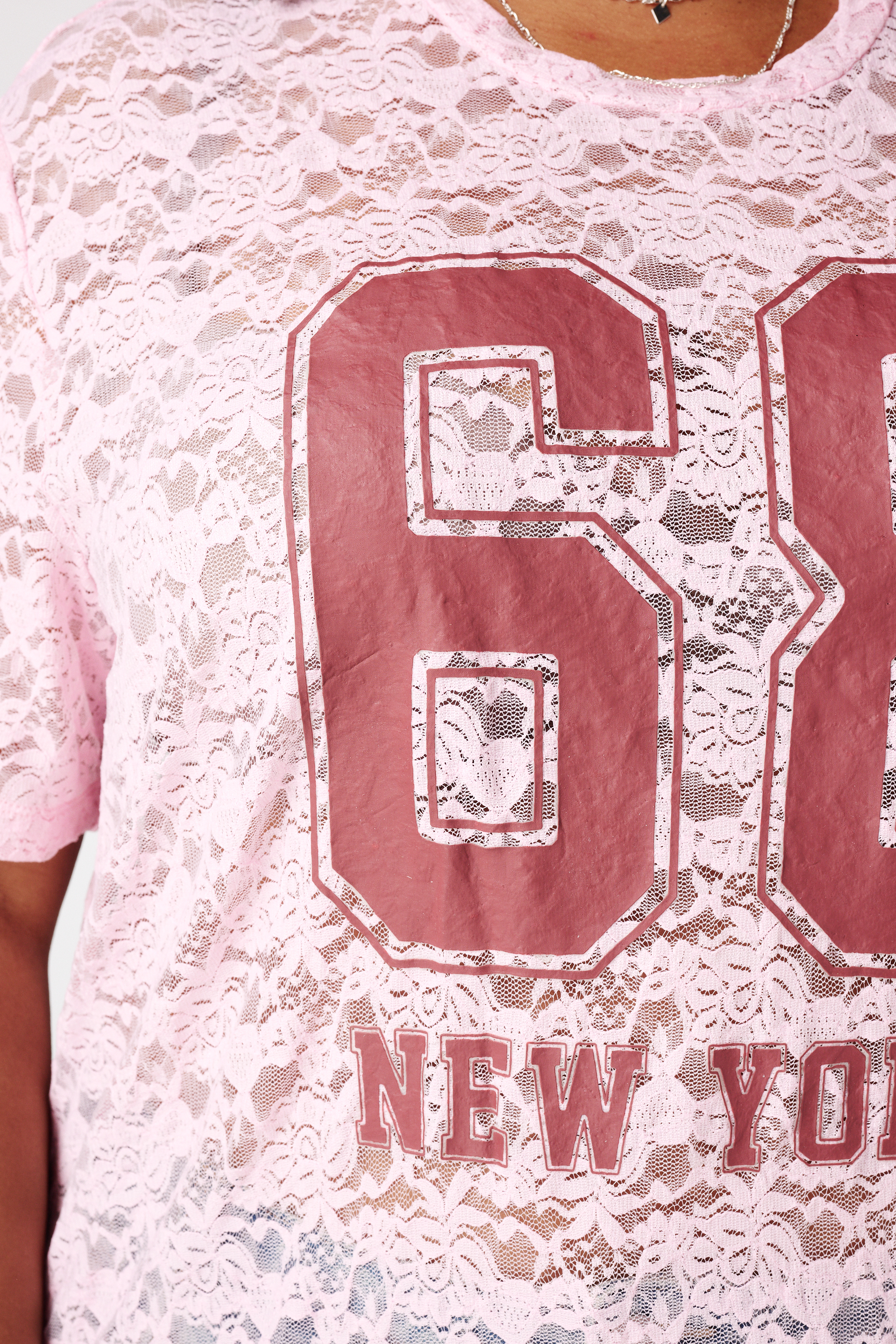 Sportief T-shirt van kant Licht pink