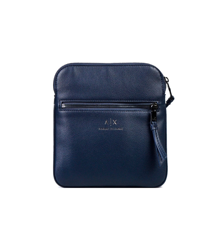 Bolsa de ombro plana semirrígida Armani Exchange com bolso externo, azul