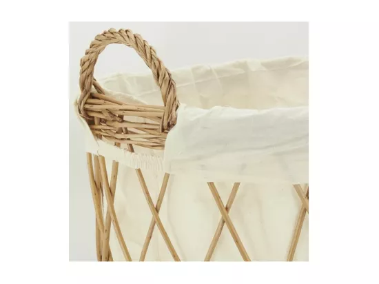 Corbeille à linge en osier buff et coton