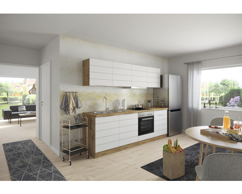 Held Furniture keukenblok zonder apparatuur Florence 240 cm wit mat gedemonteerde variant omkeerbaar 1100.6291